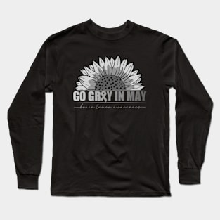 Go Gray In May Brain Sunflower Long Sleeve T-Shirt